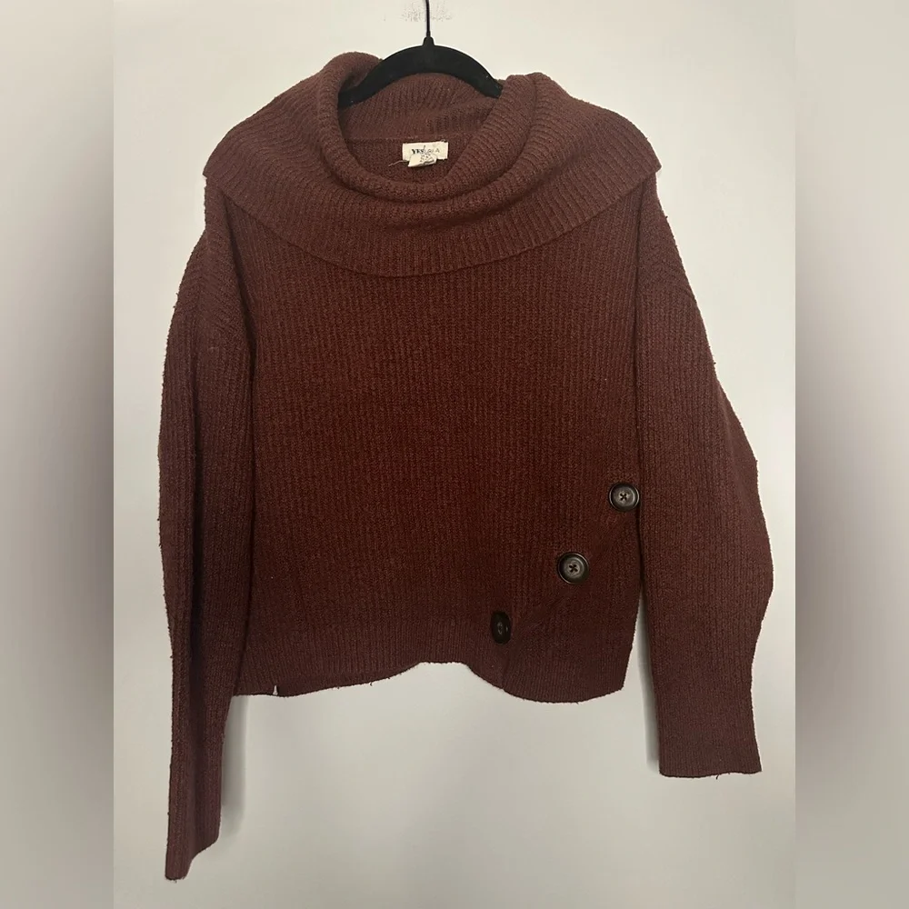 Yes Lola Maroon Cowl Neck Sweater (M) - Picture 1 of 4